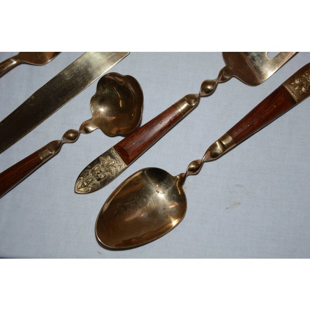 Brass and Teak Siam Serving Set For Sale In Nashville - Image 6 of 11