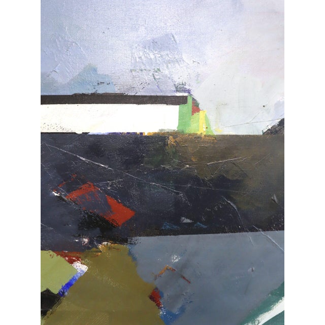 Mid-Century Modern 'Edge of the Land' Vintage Original Abstract Landscape Oil Painting by Swedish Artist Hans Osswald (1919-1983), Framed For Sale - Image 10 of 15