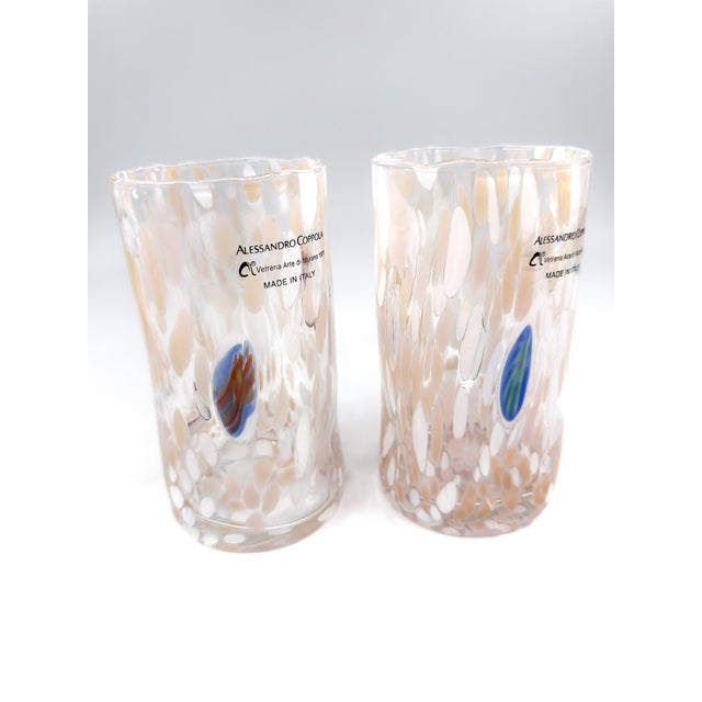 Hand Blown Alessandro Coppola Murano Art Glass Tumblers Handcrafted in Italy - Set of 5 For Sale - Image 4 of 12