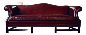 Mid 20th Century Gunlocke Oxblood Leather Camelback Sofa With Nailhead Trim