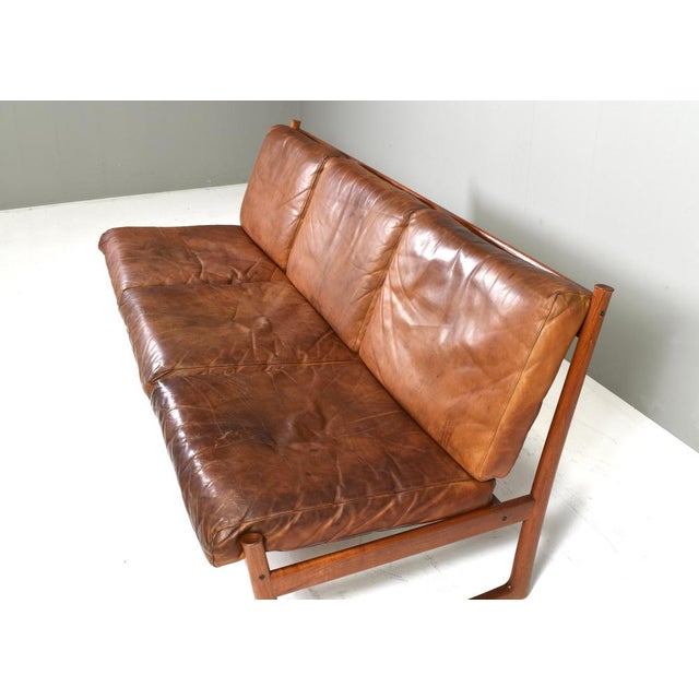Fd130 Teak Sofa in Cognac Leather Peter Hvidt for France & Søn / France & Daverkosen, Denmark, 1950s For Sale - Image 9 of 18