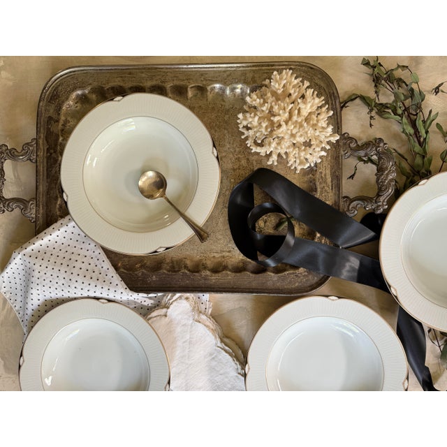 Hollywood Regency 1980s Oscar De La Renta Black and White 7.5” Plates in Aegean Pattern - Set of 4 For Sale - Image 3 of 12