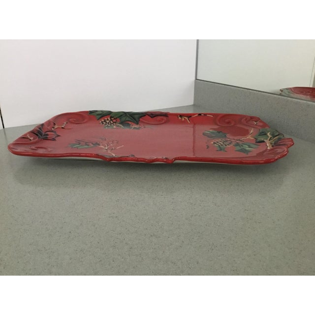 2000s Tracy Porter Winter Collection Hand-Painted Large Platter For Sale - Image 4 of 9