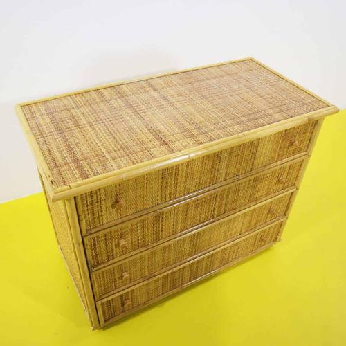 Woven Bamboo Chest of Drawers with Four Front Drawers