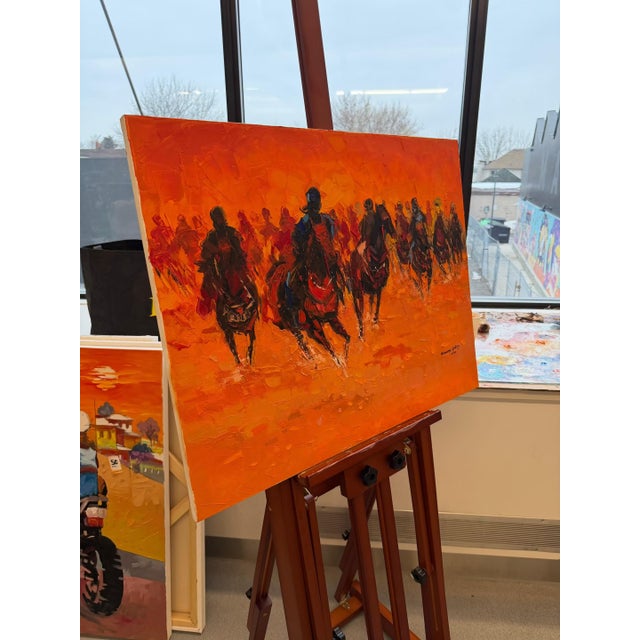 Contemporary The Gallop of Centuries, Oil on Canvas,Godfrey Afebuame (2024). For Sale - Image 3 of 6