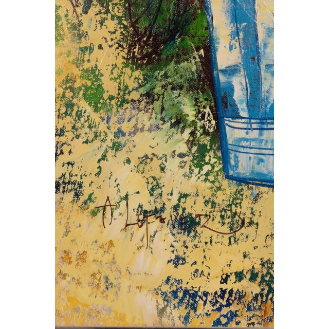 1960s Modernist Sunflowers Signed Acrylic Painting on Canvas Framed, C. 1960 For Sale - Image 5 of 5