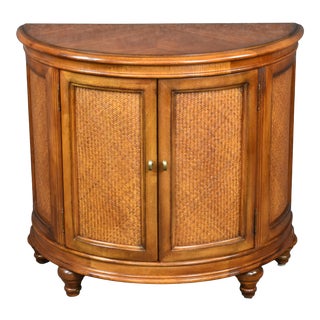 Drexel Captiva Collection Demilune Crossbanded Top Bar Cabinet For Sale