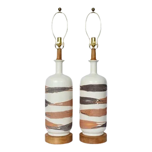 "Earth Wrap" Royal Haeger Ceramic Table Lamps, circa 1970 - A Pair