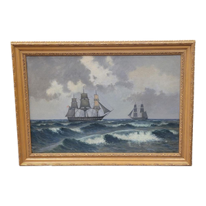 Antique 19th Century Danish Ship Painting