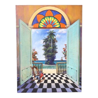 Painting on Canvas a View From a Beach House by Armando Mejia For Sale