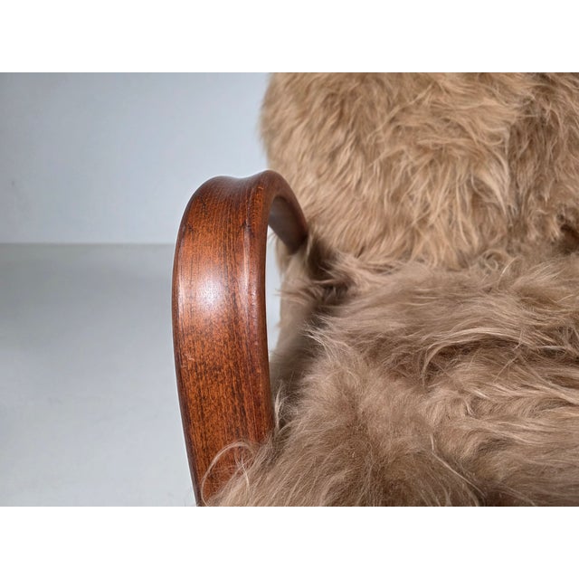 1930s H269 Chairs in Long Hair Mongolian Sheepskin from Jindrich Halabala, 1930s, Set of 2 For Sale - Image 5 of 12