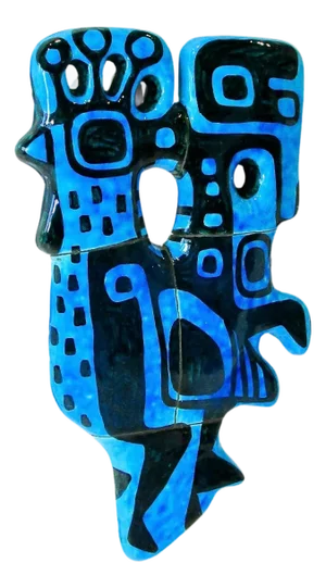 Abstract Blue Chicken Wall Sculpture Signed and Dated 1960