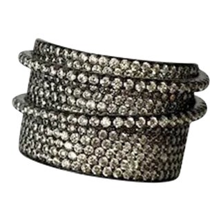 Sterling and Swarovski Crystal Cigar Band Ring, Size 6 For Sale