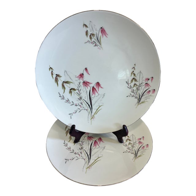 Vintage Royal Duchess Mountain Bell Pink Floral Dinner Plates, Set of 2 For Sale