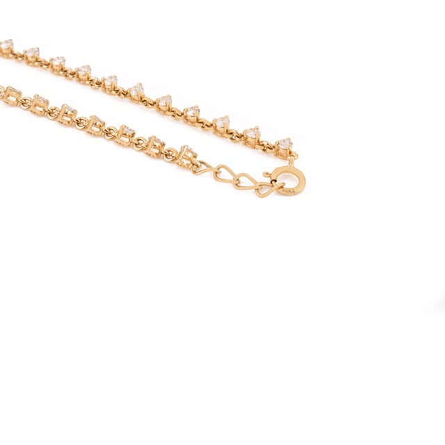 Metal Heritage-Inspired 3.6 Carat Real Diamond Station Chain Necklace in 18k Gold For Sale - Image 7 of 14