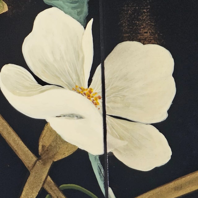 Black Rare Black Gilt Lacquer Ginkgo Wall Panels Signed Li Jia Chinese Modern Deco 64" For Sale - Image 8 of 12