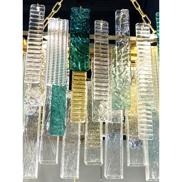 Italian Monumental Italian Rectangular Strip “Listelli” Murano Glass Chandelier by Simoeng For Sale - Image 3 of 14