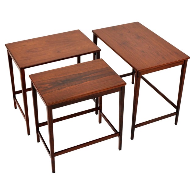 1950s Danish Modern Rosewood Nesting Tables - a Set of 3 For Sale - Image 5 of 8