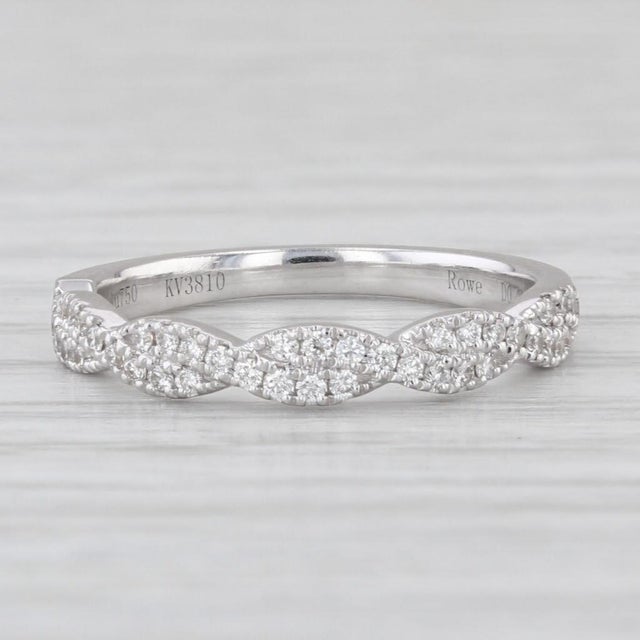 0.24ctw Woven Diamond Stackable Ring 18k White Gold Wedding Band Size 5 Bridal For Sale In Greensboro - Image 6 of 9