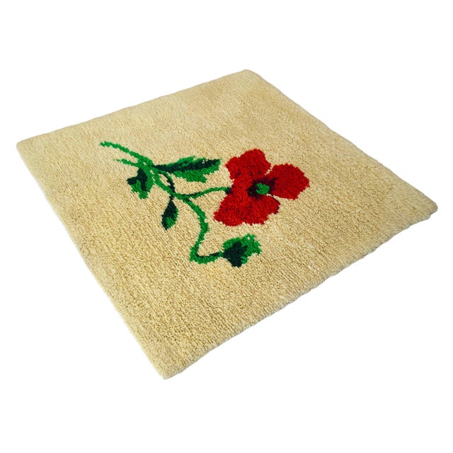 Vintage Hand-Made Shaggy Wool Tulu Turkish Rug Thicker Pile Soft Rug- 5′1″ × 5′3″ For Sale - Image 4 of 13