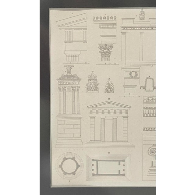 1920s Gravure Print of Classical Greek and Roman Architecture - in a burlwood frame. A gravure is a method of printing;...