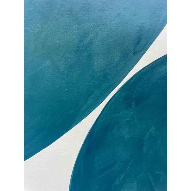 Abstract minimalist acrylic painting on French hand crafted cotton paper. Framed in a gold frame. All works on paper are...