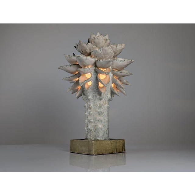 Glazed Ceramic Sculpture Lamp by Birthe Aksby, Denmark, 1970s For Sale - Image 9 of 17