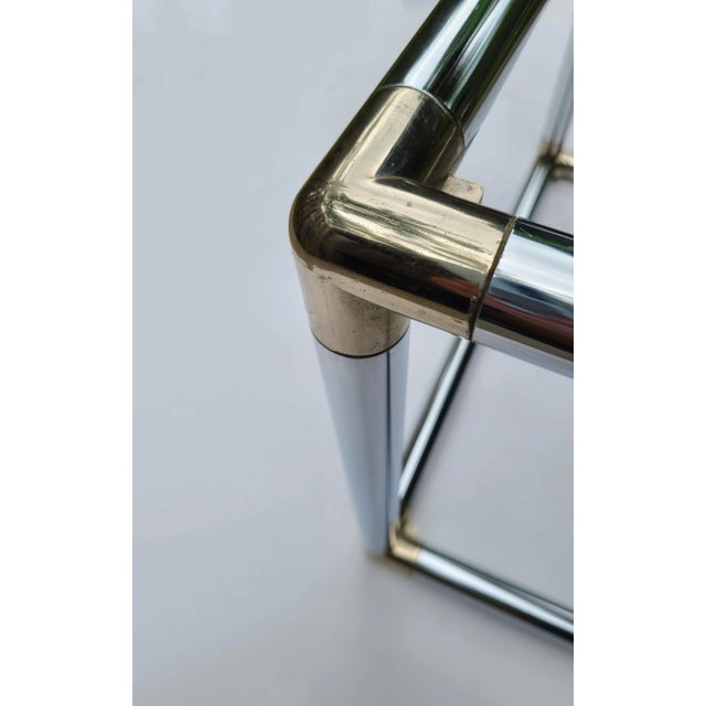1970s Chrome Tubular Cube Cocktail Table W/Smoke Glass Pane Shelves in the Style of Milo Baughman For Sale - Image 4 of 12