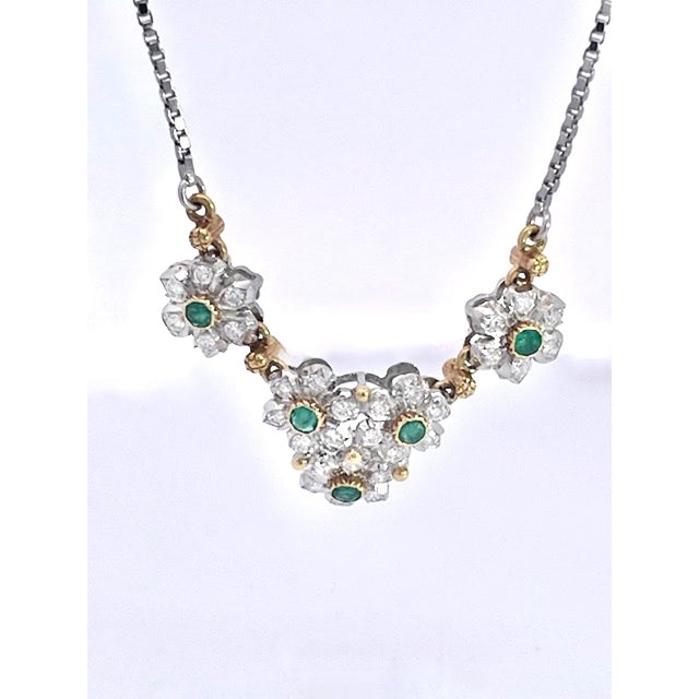 Metal 1980s Buccellati Garland Necklace Emeralds Diamonds 18k For Sale - Image 7 of 9