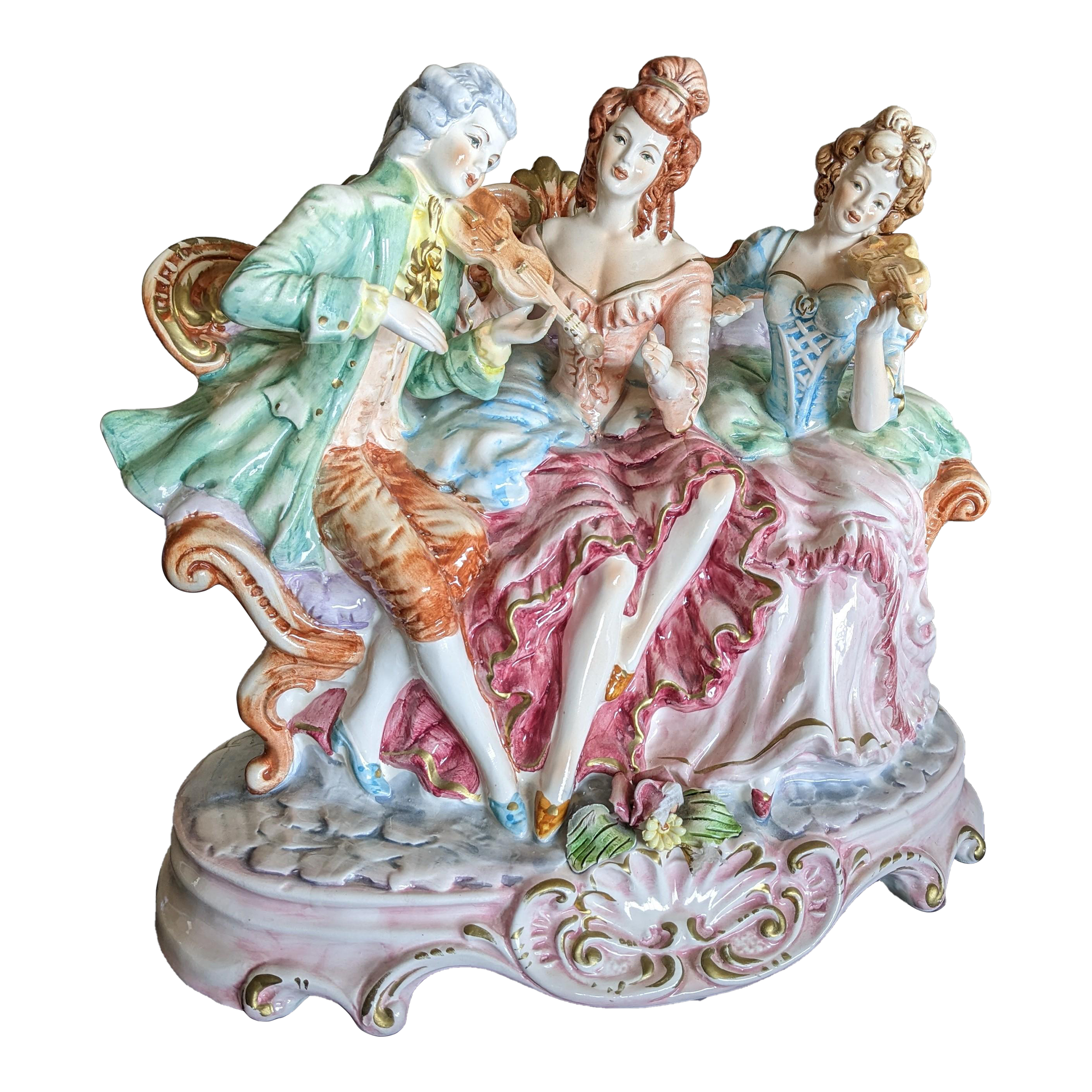 Antique Capodimonte the Happy Company or the Musical Trio, Made in
