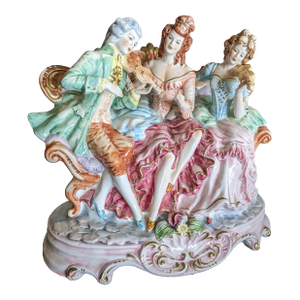 Antique Capodimonte the Happy Company or the Musical Trio, Made in Italy Porcelain Figurine
