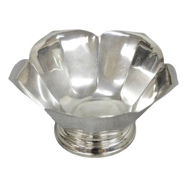 Vintage Mid Century Modern Silver Plated Lotus Flower Petal Decorative Bowl For Sale