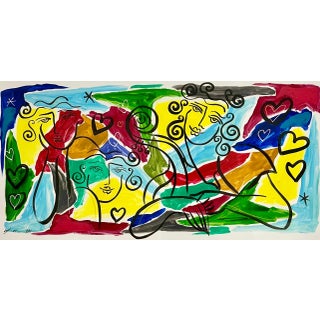 Oz El Hai 1, Original Oz El Hai Israeli Pop Art Vibrant Lacquer Enamel Painting Colorful Love, c. 20th century For Sale