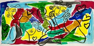 Oz El Hai 1, Original Oz El Hai Israeli Pop Art Vibrant Lacquer Enamel Painting Colorful Love, c. 20th century