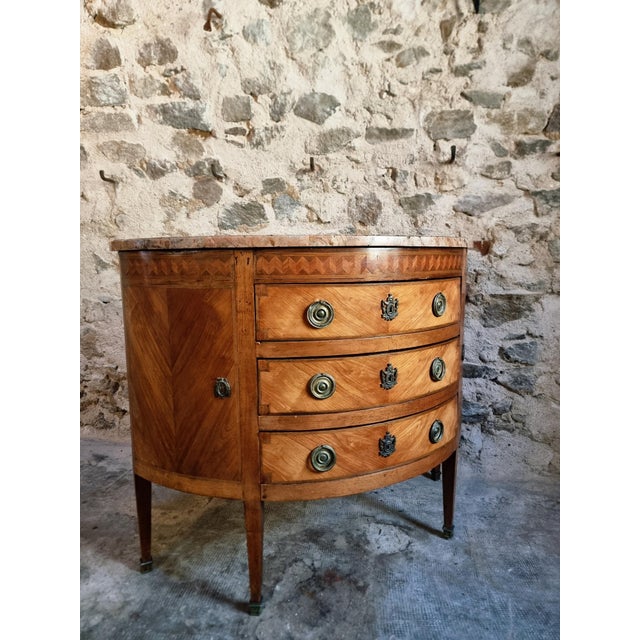 French Louis XVI Demi-Lune Commode with Marble Top, Late 18th Century For Sale - Image 10 of 18