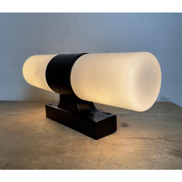 Industrial Brown Bakelite and Milk Glass Wall Light from Elektrosvit, 1960s For Sale - Image 13 of 14