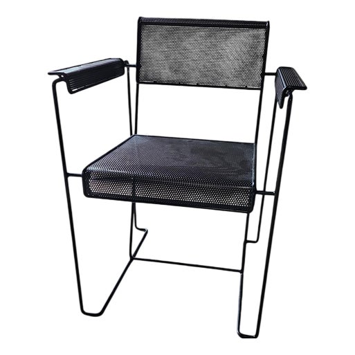 Minimalist Perforated Steel Chairs, Netherlands, 1970s, Set of 4 For Sale