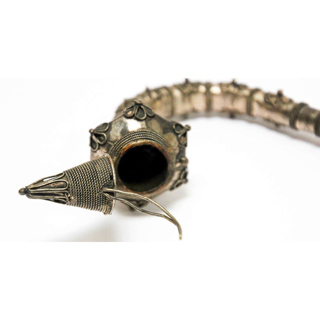 Asian Metal Filigree Opium Pipe, Silver Plate, Chinoiserie Style, 1920 For Sale - Image 16 of 17