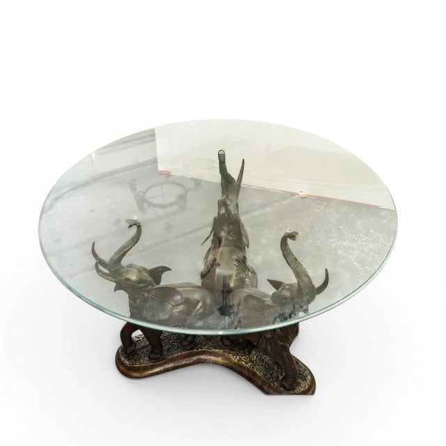 Bronze Glass Top Elephant Dining Table For Sale In West Palm - Image 6 of 7