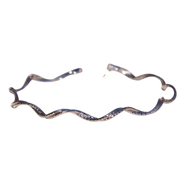 The 76th Street: Italian Made Diamond Cut Faceted White Gold Weaved Spiral Bracelet For Sale