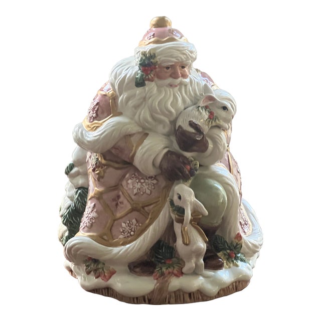 1990s Fitz and Floyd Santa Claus Lidded Jar For Sale