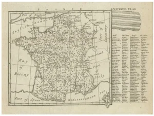 Small Antique Map of France, 1780s