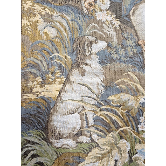 20th Century Flemish Style Wall Tapestry With Hanging Bar For Sale - Image 10 of 11