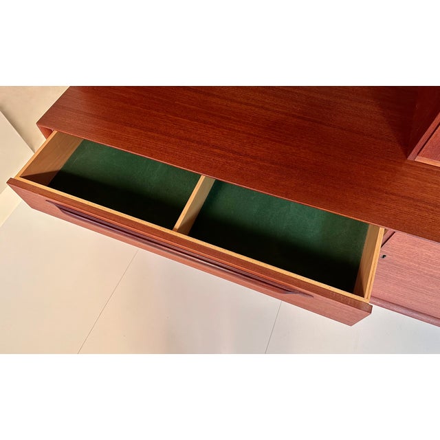 Brown German Teak Cabinet with Bookcase and Fold-Out Writing Tablet from Strobeck, 1972 For Sale - Image 8 of 18