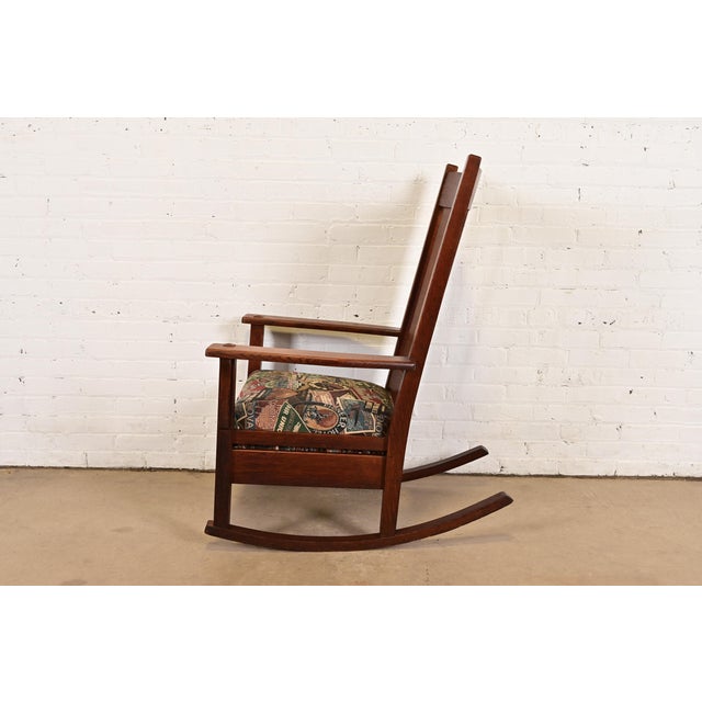 J. M. Young & Sons Antique Mission Oak Arts & Crafts Rocking Chair, Circa 1900 For Sale - Image 10 of 13