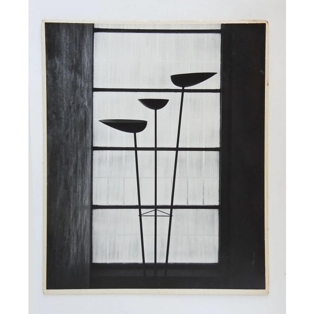 Vintage mid century black and white abstract photograph of what looks like a light fixture. Unsigned. Unframed, mounted on...