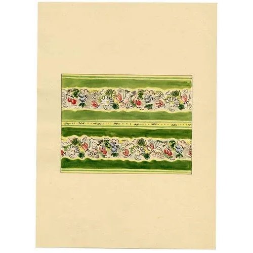 An original 1930s gouache painting, Jean Mary Ogilvie, Vintage Ditsy Flower & Insect Stripe Design.A stunning original Art...