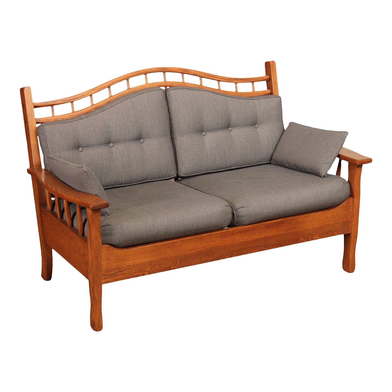 Hunt Country Furniture Oak Spindle Loveseat Chairish