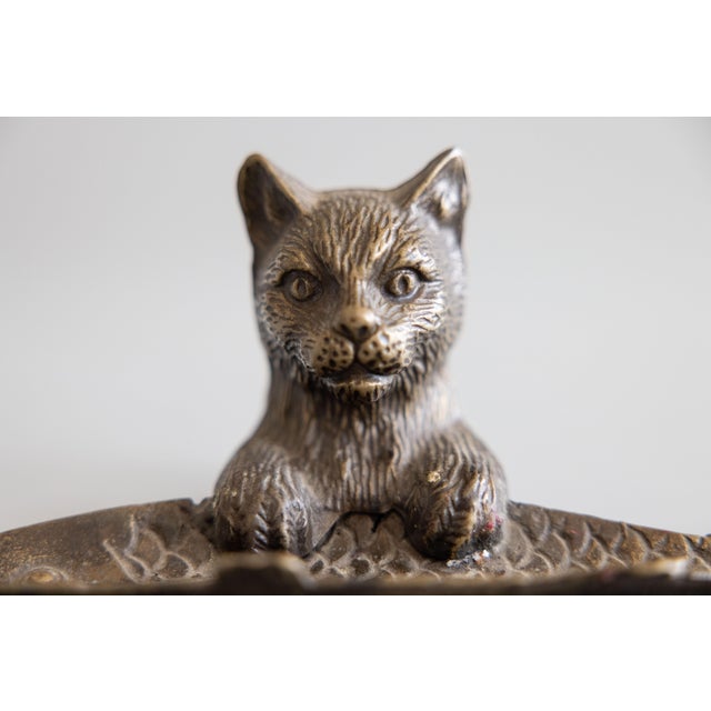 Bronze Antique French Bronze Cat & Fish Pen Tray For Sale - Image 8 of 9