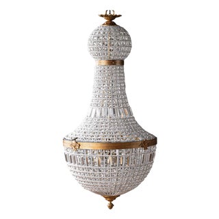 Matthew Izzo Home Bezier Prism Glass Chandelier With Antique Brass Finish Detail Over Iron - Large For Sale